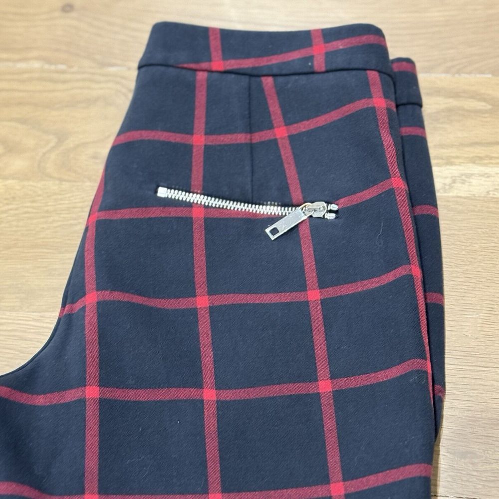 ZARA Checkered Plaid Ankle Dress Pants‎ Trousers-Medium-Blue/Red - Picture 3 of 9